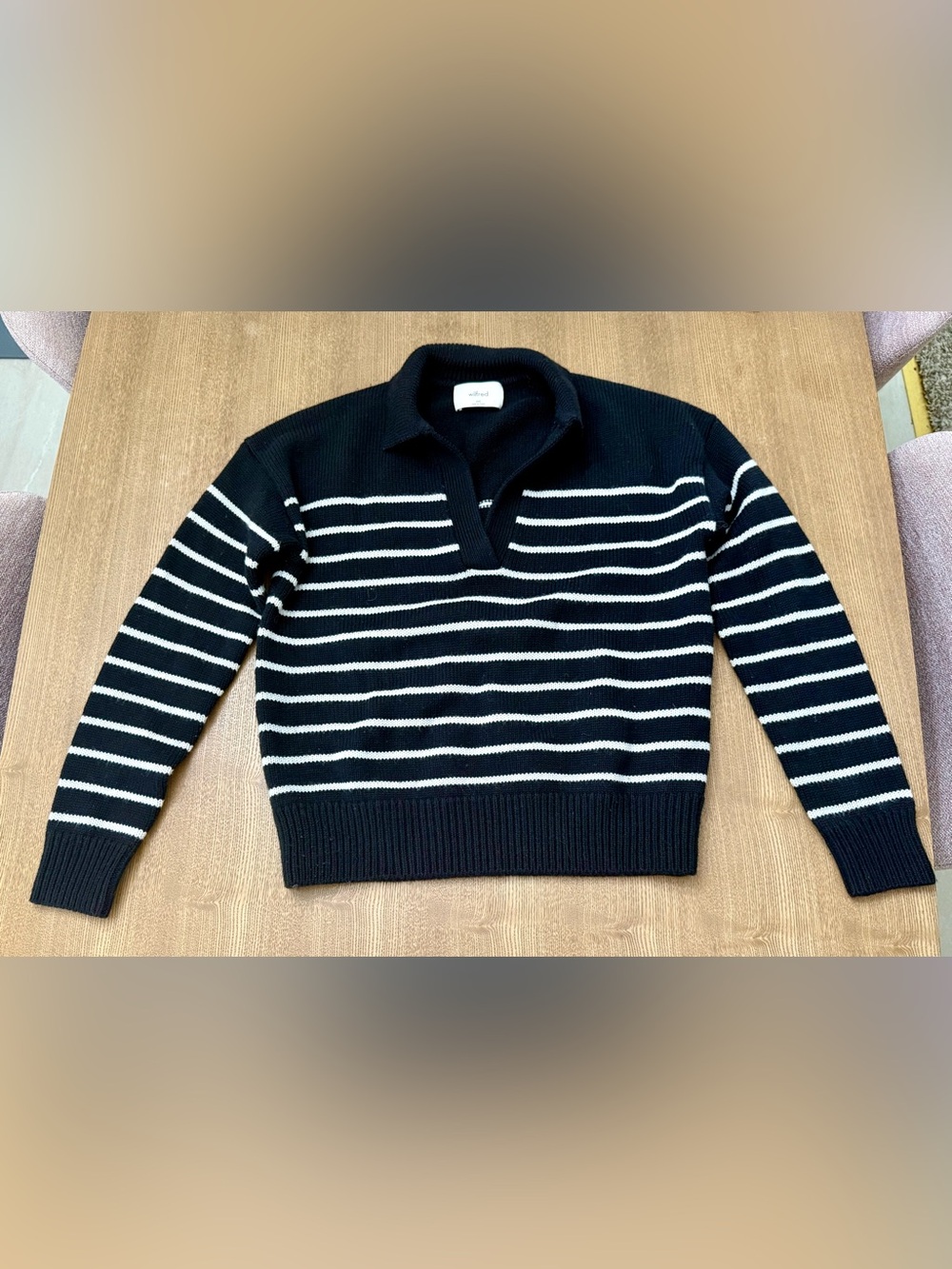 Aritzia Wilfred 100% merino wool striped sweater